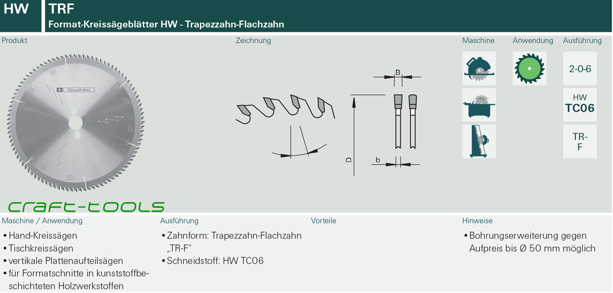 Stehle HW TRF Formatkreissägeblatt 350x3,5x30mm Z=72 TR-F 