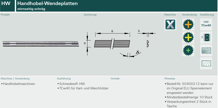Stehle HW Handhobel-Wendeplatten Slider