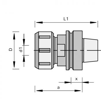 Stehle Spannzangen-Futter mit HSK-Schaft 50811234 Zeichnung
