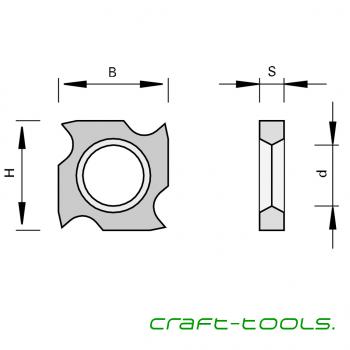Preview: 163699 Nuter-Wendemesser mit 4 Schneidkanten - Nutmesserköpfe Zeichnung