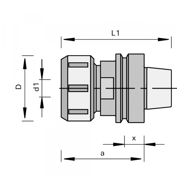 Stehle Spannzangen-Futter mit HSK-Schaft 50811234 Zeichnung