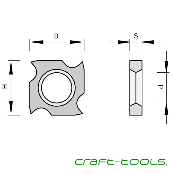 169250 Nuter-Wendemesser mit 4 Schneidkanten - Nutmesserköpfe Zeichnung